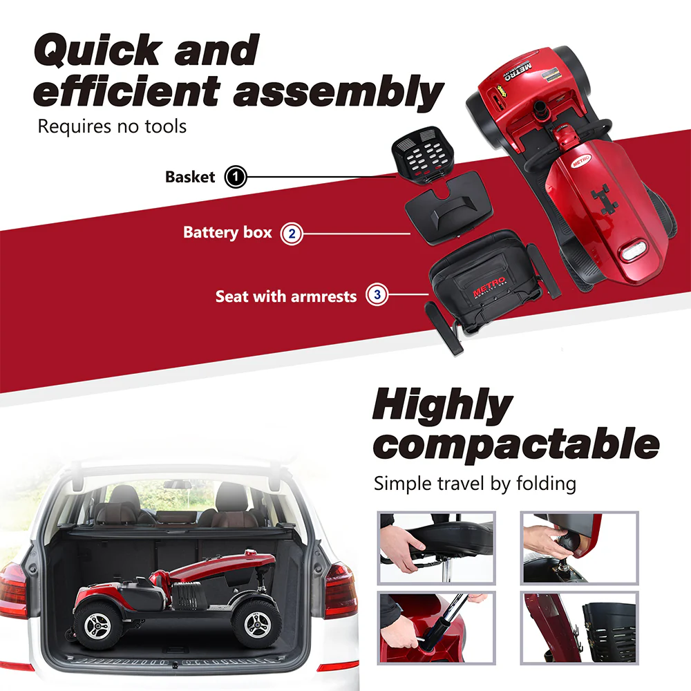 METRO W429S Foldable Electric Mobility Scooter, 300W 24V 20Ah