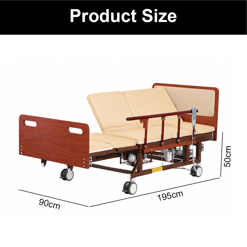 Jemeela Adjustable Electric Bed with Nursing Mattress, Wood