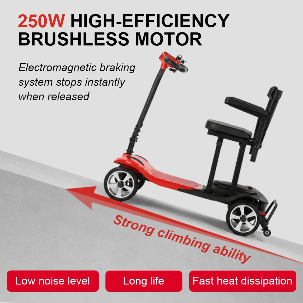 Jemeela MS210 Lightweight Folding Mobility Scooter, 250W, 24V 10.4Ah