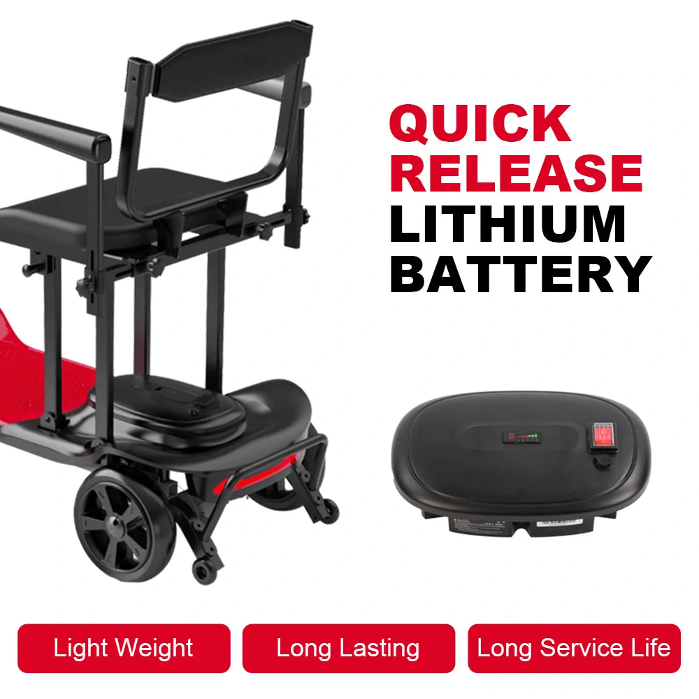 Jemeela MS210 Lightweight Folding Mobility Scooter, 250W, 24V 10.4Ah