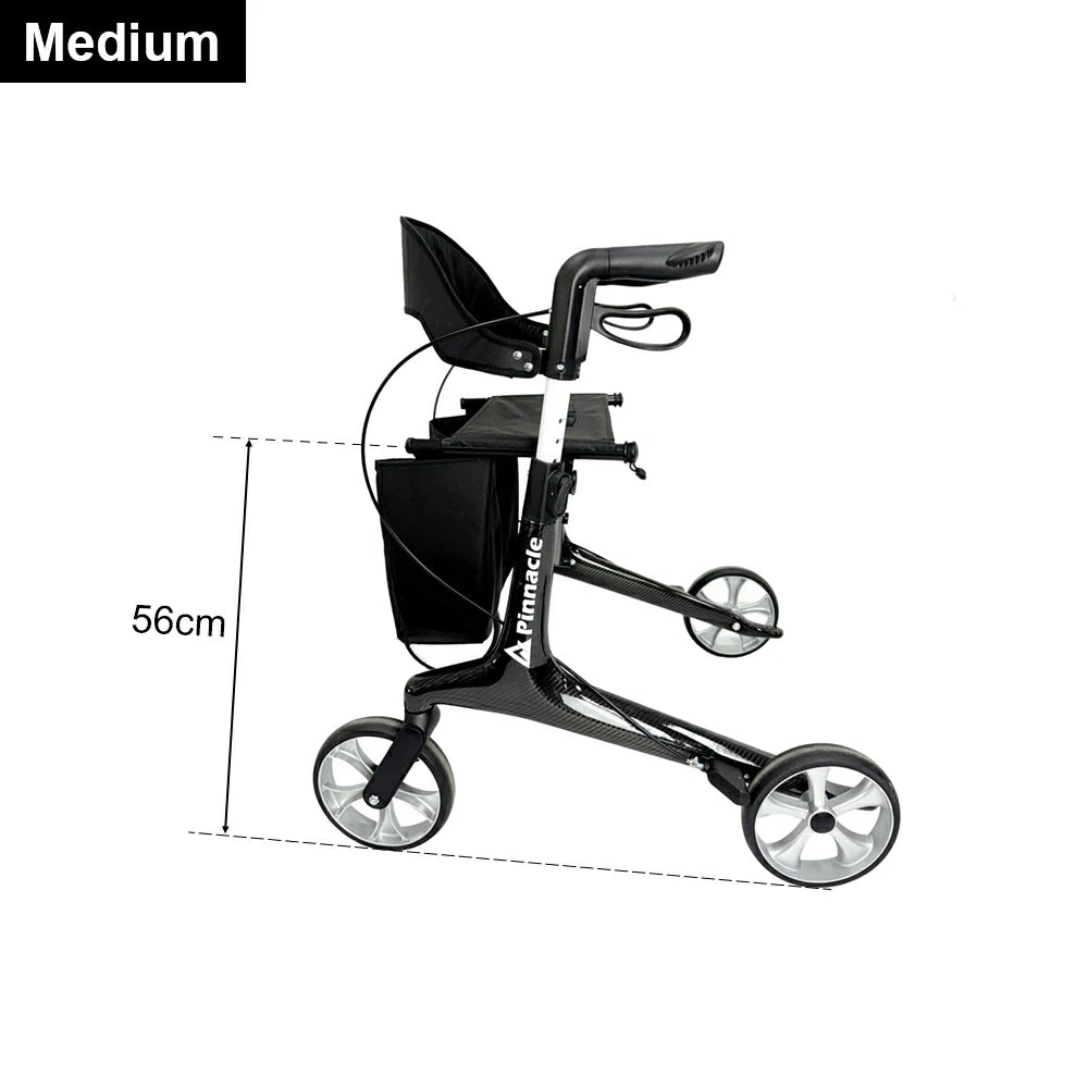 PINNACLE Ultraflex Carbon Fiber Rollator, Max Load 150 kg