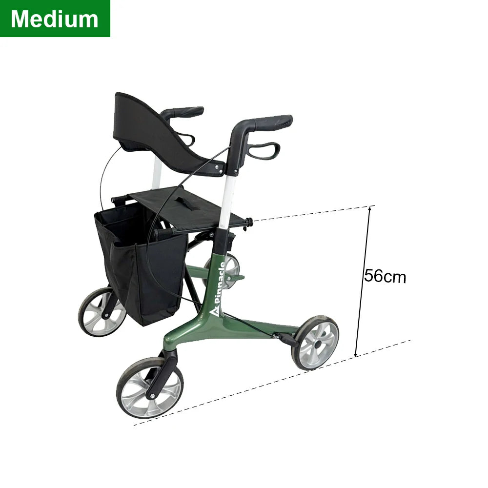 PINNACLE Ultraflex Carbon Fiber Rollator, Max Load 150 kg