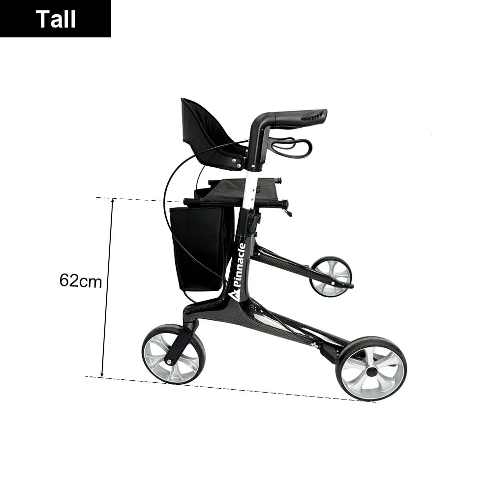 PINNACLE Ultraflex Carbon Fiber Rollator, Max Load 150 kg