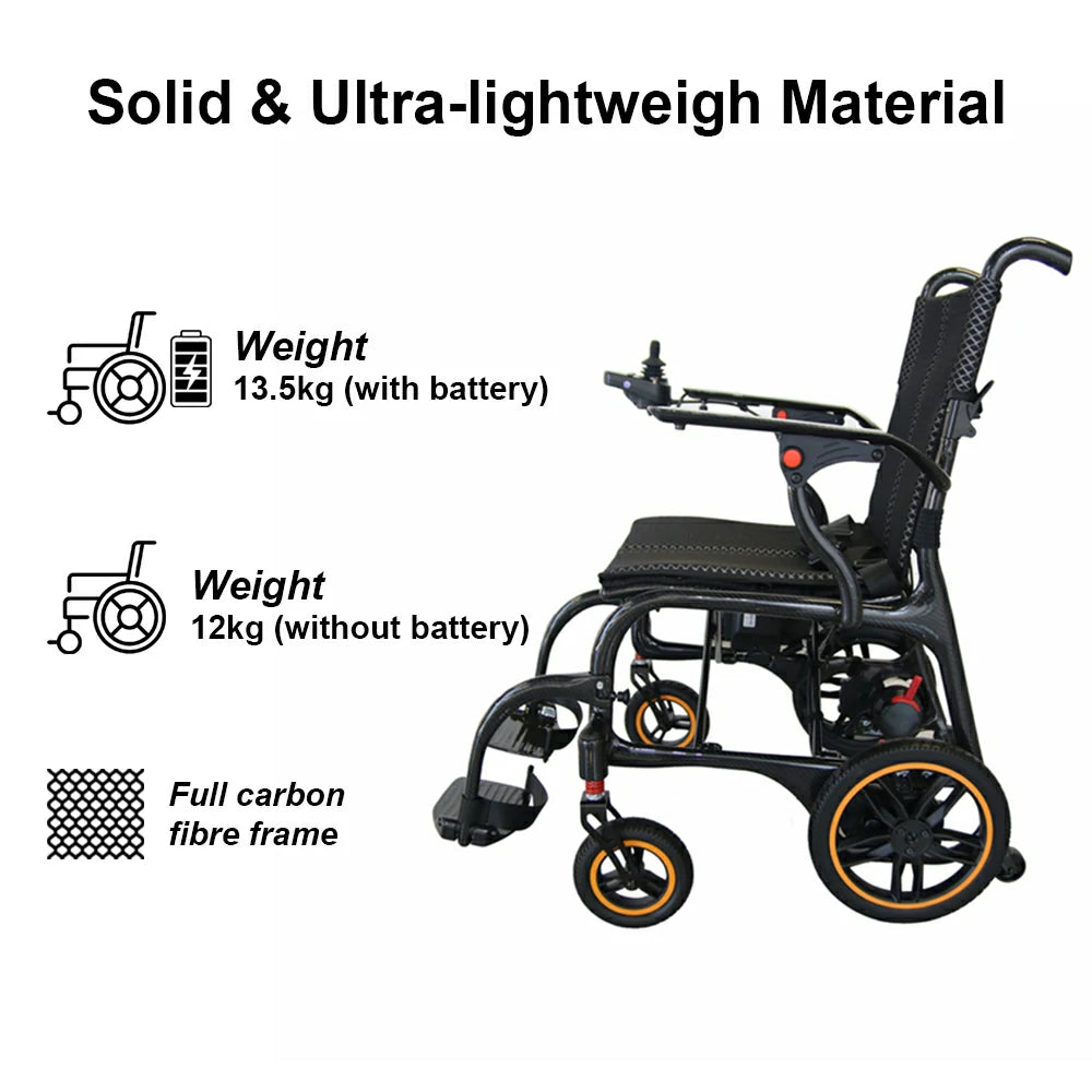 PINNACLE Featherlite Gen 3 Electric Wheelchair, Carbon Fiber
