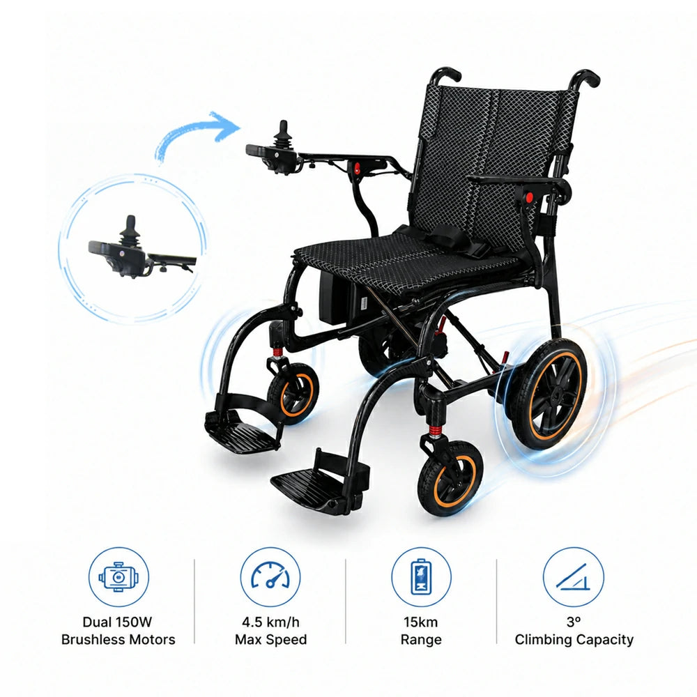 PINNACLE Featherlite Gen 3 Electric Wheelchair, Carbon Fiber