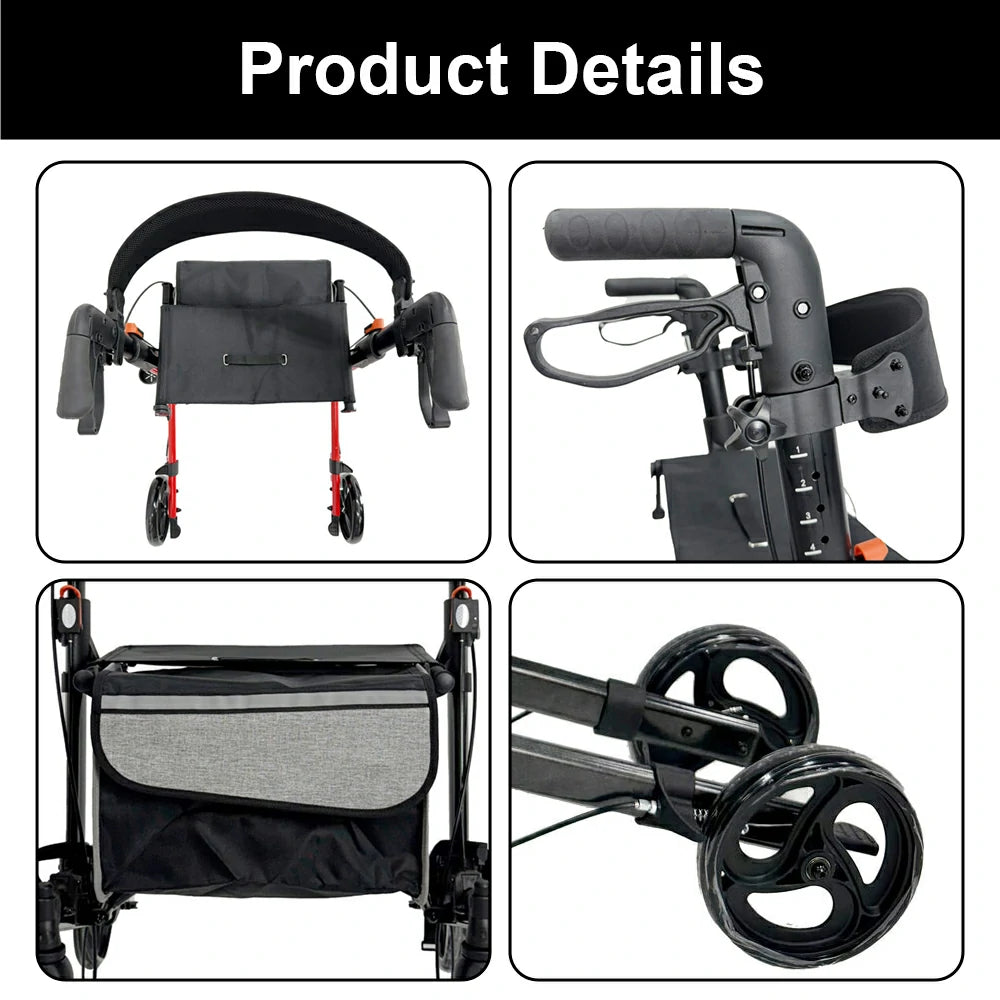 PINNACLE SteadyStep Double Fold Rollator, Aluminium