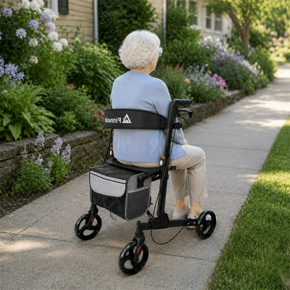 PINNACLE SteadyStep Double Fold Rollator, Aluminium