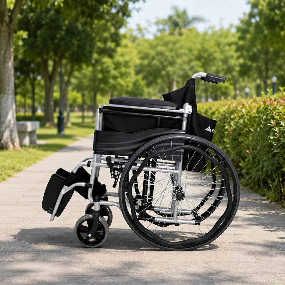 PINNACLE Swift Self-Propelled Wheelchair, Foldable Steel Frame, 110 kg