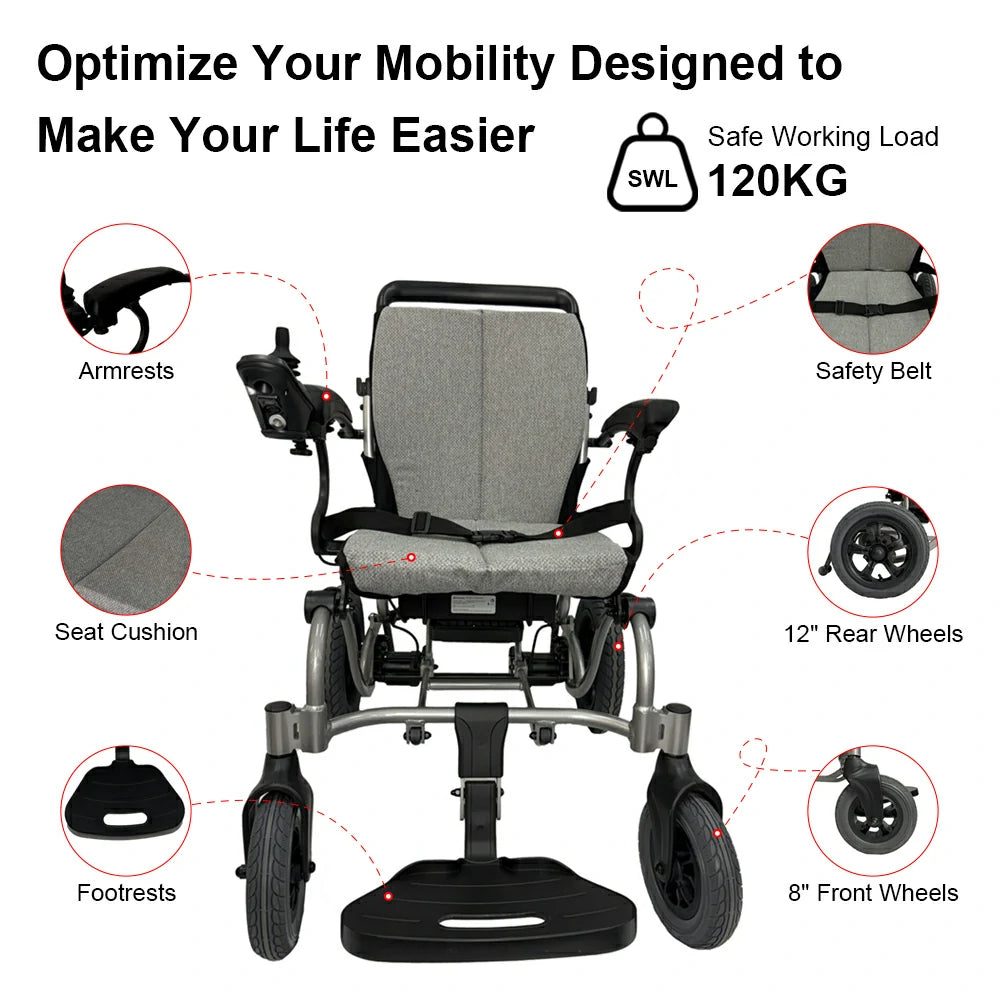 PINNACLE Glide Electric Wheelchair with Foldable Aluminium Frame