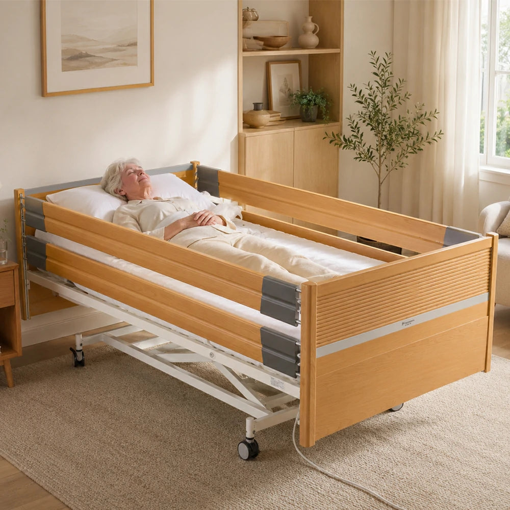 Jemeela Electric Adjustable Home Care Bed with Safety Rails