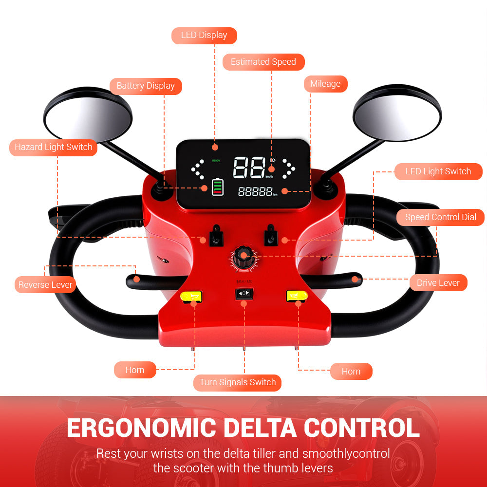 Jemeela Deluxe Mobility Scooter for Senior, 500W 48V Comfort Cruiser