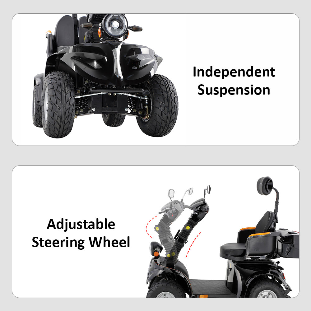 Jemeela DJD Adjustable Electric Mobility Scooter, 1000W 60V 20Ah