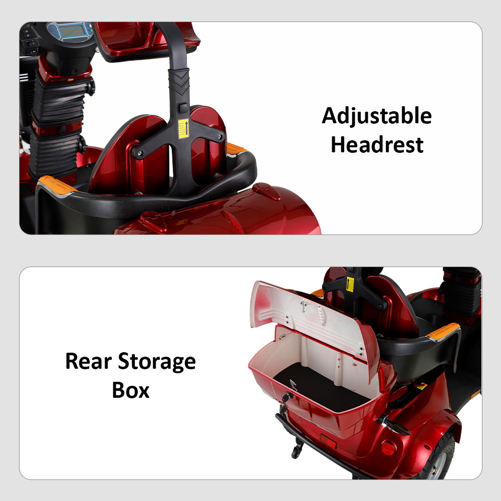 Jemeela DJD Adjustable Electric Mobility Scooter, 1000W 60V 20Ah