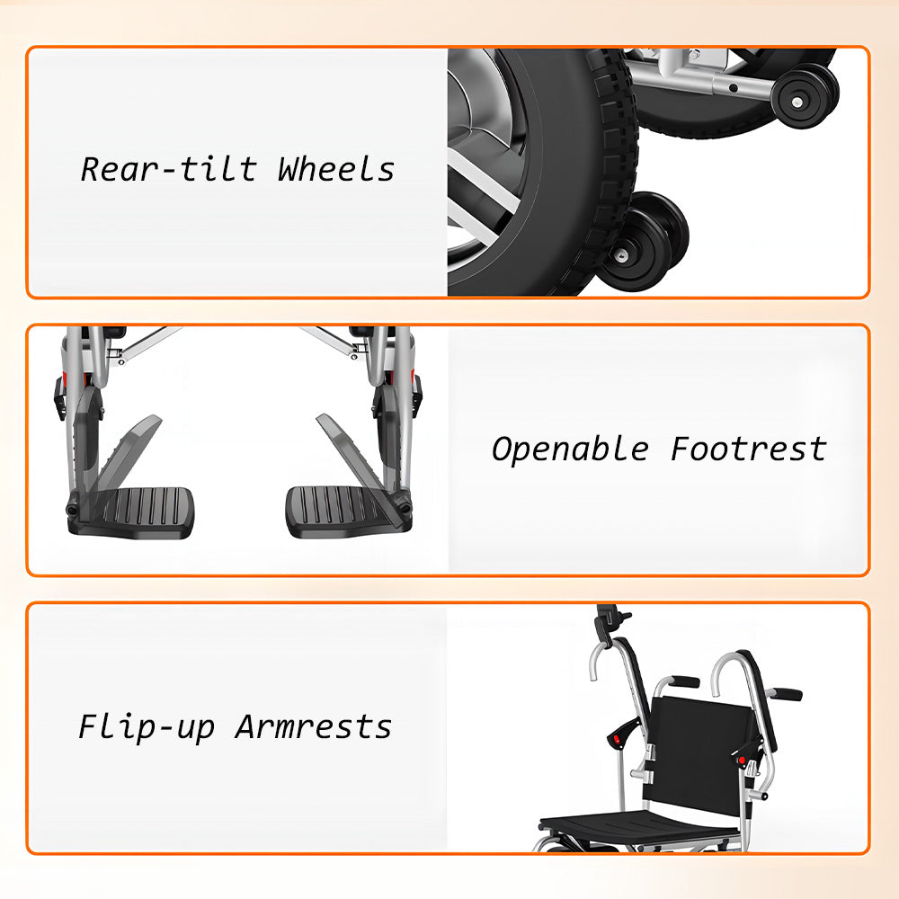 Eeeza 250W Foldable Electric Wheelchair 24V Battery
