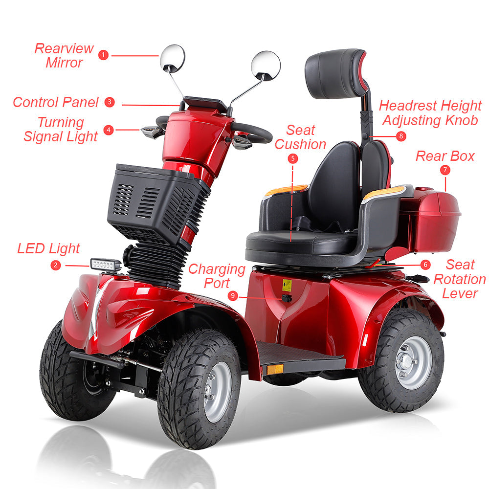 Jemeela DJD2D Foldable Electric Mobility Scooter, 1000W 60V 20Ah