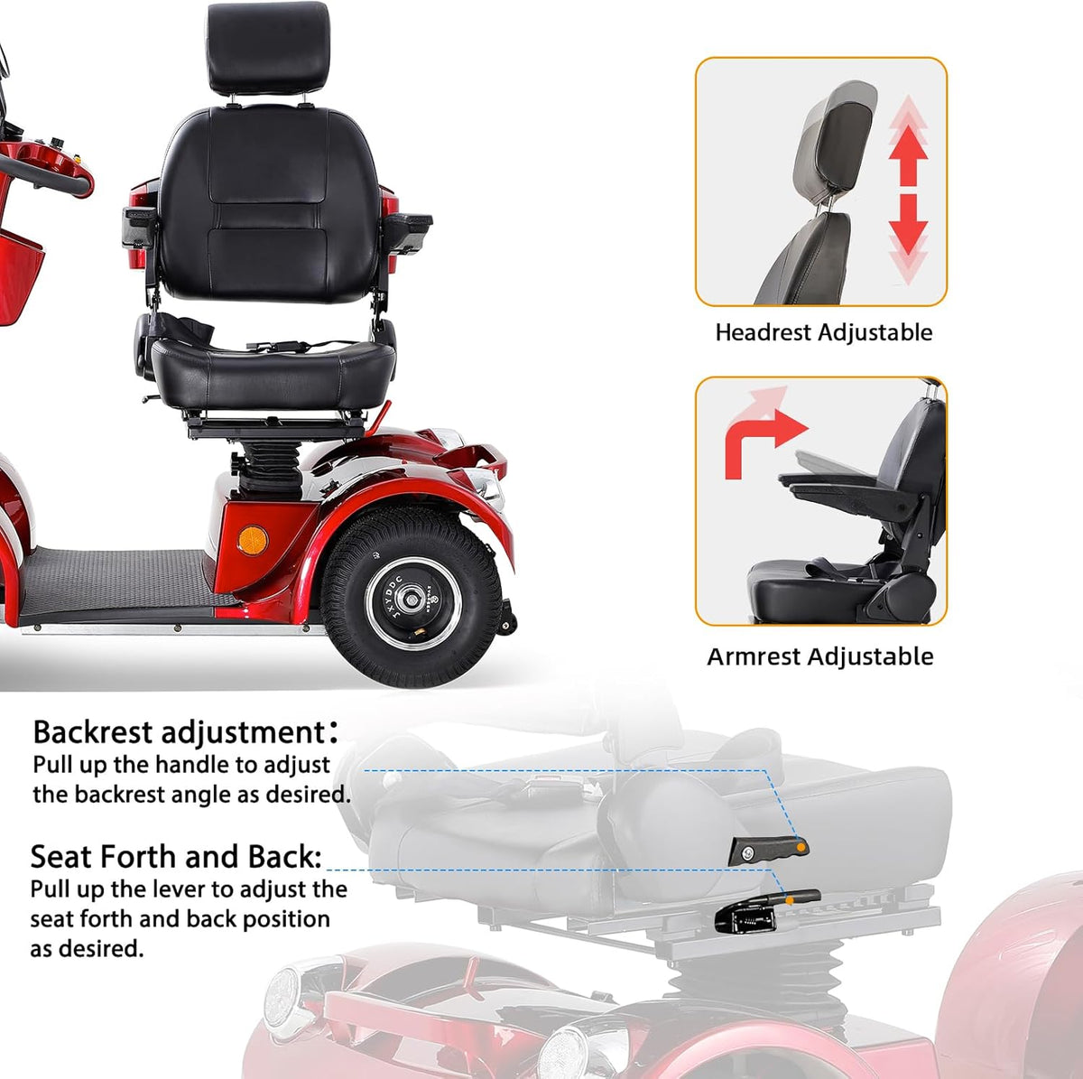 Jemeela Deluxe Mobility Scooter for Senior, 500W 48V Comfort Cruiser