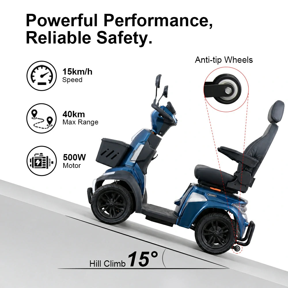 Jemeela SPT3 4-Wheel Electric Mobility Scooter, 500W 48V 12Ah