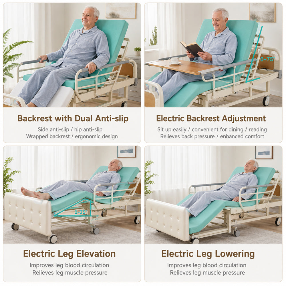 Adjustable Electric Bed for Senior with Nursing Mattress
