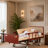 Adjustable Electric Bed for Senior with Nursing Mattress, Wood