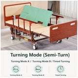 Adjustable Electric Bed for Senior with Nursing Mattress, Wood