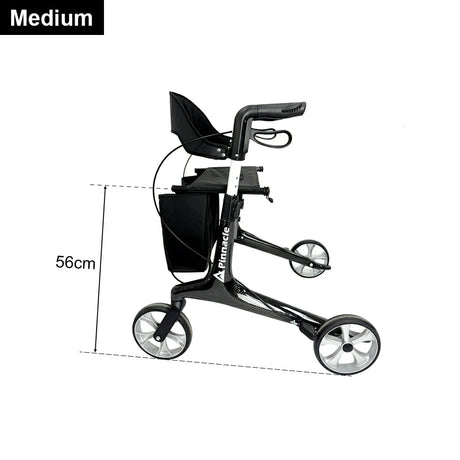 PINNACLE Ultraflex Carbon Fiber Rollator, Max Load 150 kg