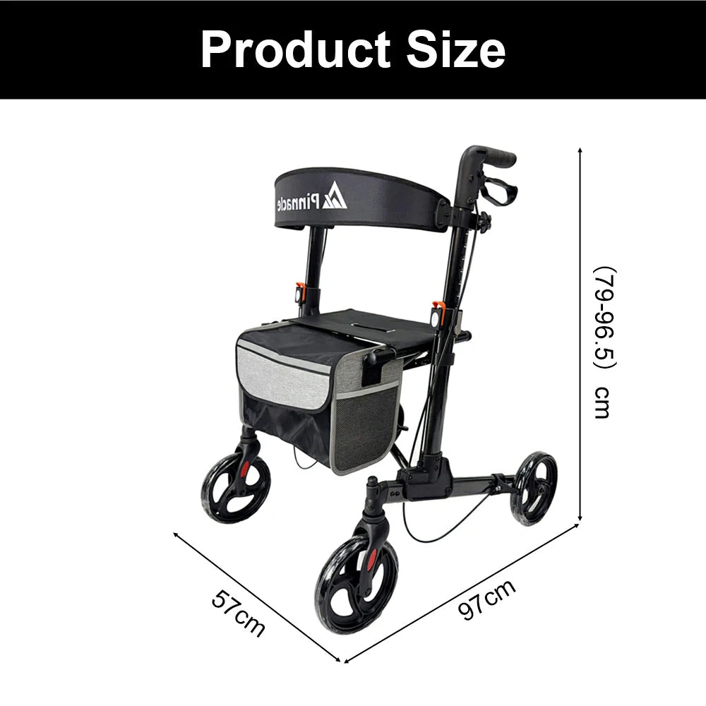 PINNACLE SteadyStep Double Fold Rollator, Aluminium