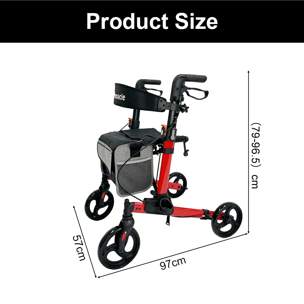 PINNACLE SteadyStep Double Fold Rollator, Aluminium