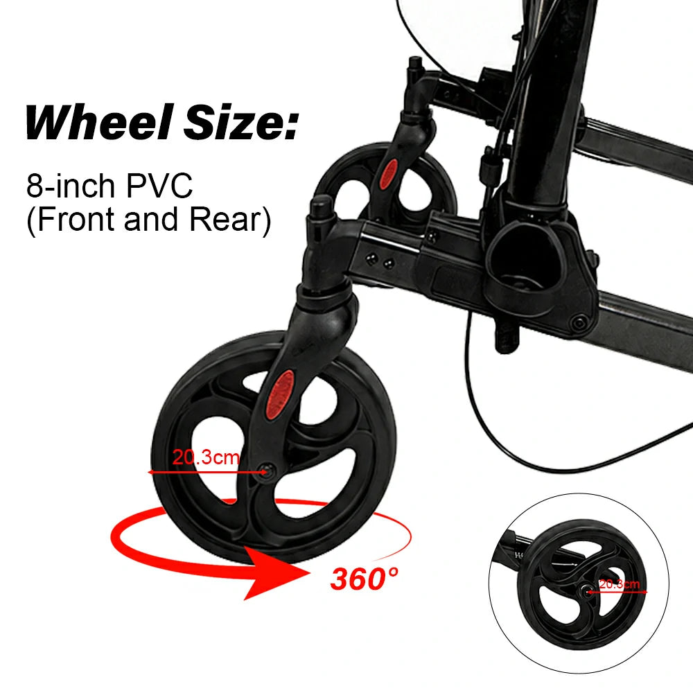 PINNACLE SteadyStep Double Fold Rollator, Aluminium