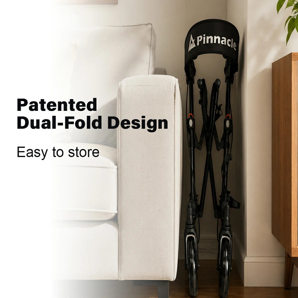 PINNACLE SteadyStep Double Fold Rollator, Aluminium