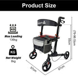 PINNACLE SteadyStep Double Fold Rollator, Aluminium