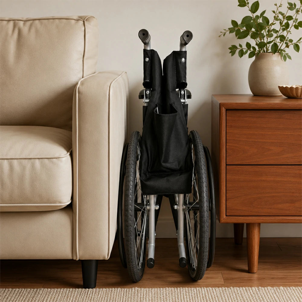 PINNACLE Swift Self-Propelled Wheelchair, Foldable Steel Frame, 110 kg