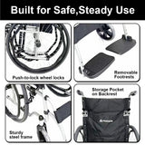 PINNACLE Swift Self-Propelled Wheelchair, Foldable Steel Frame, 110 kg