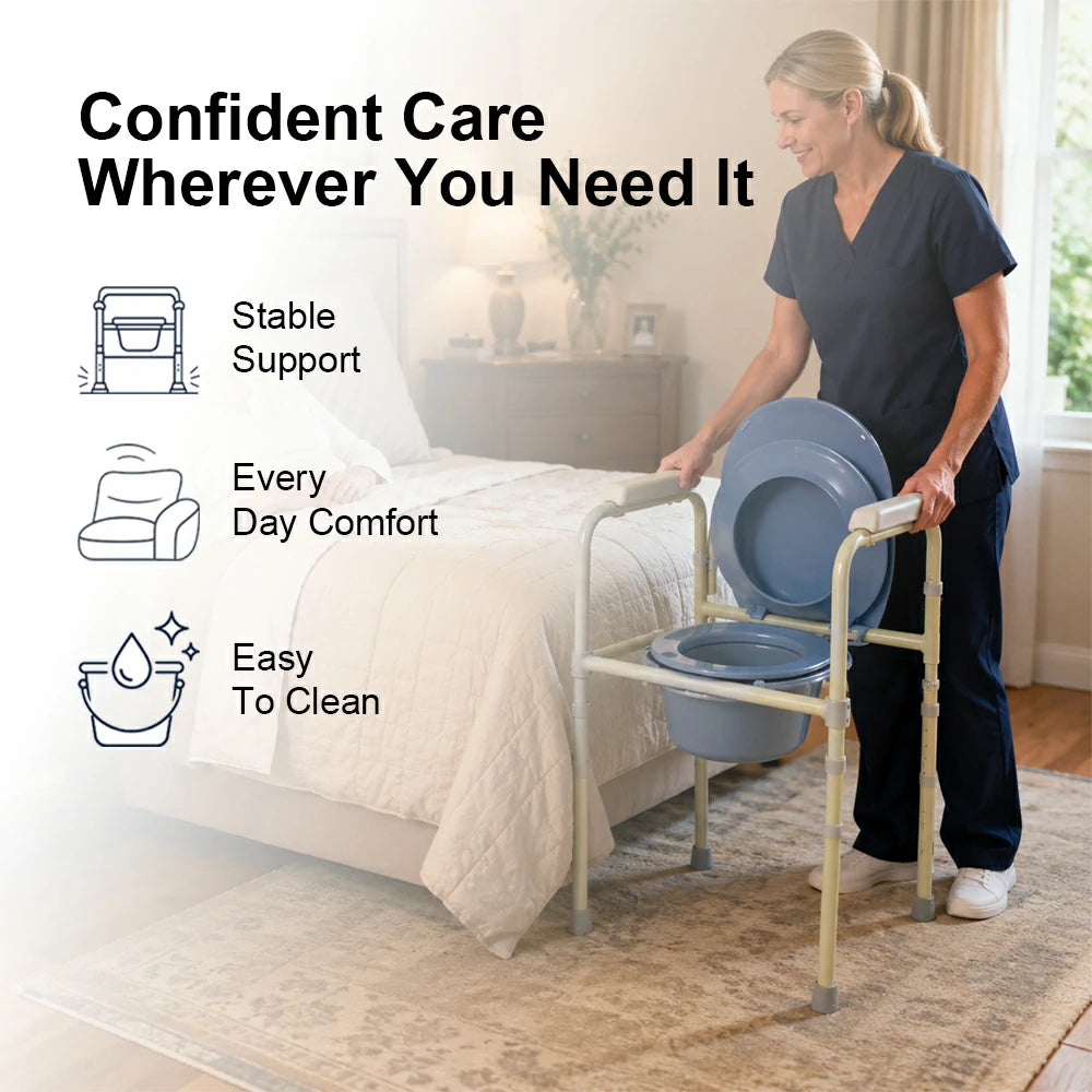 COMFORT CARE DELUXE Folding Commode with Adjustable Height