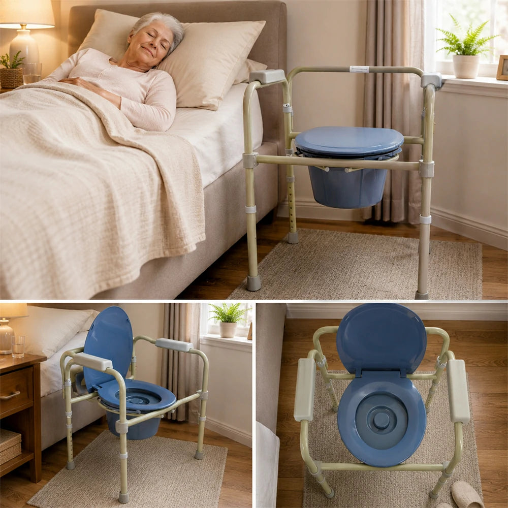 COMFORT CARE DELUXE Folding Commode with Adjustable Height