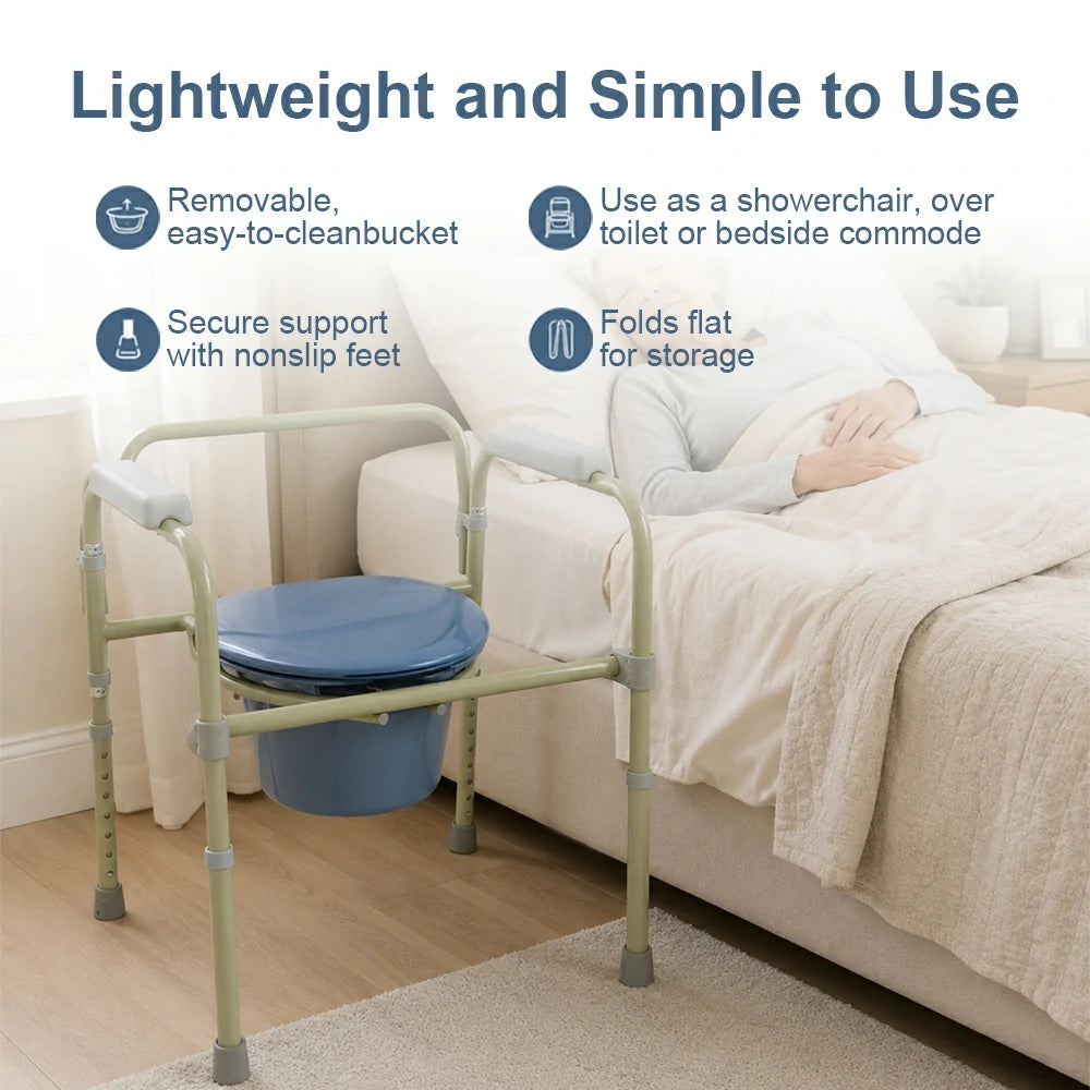 COMFORT CARE DELUXE Folding Commode with Adjustable Height