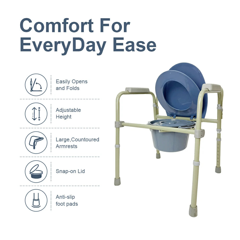 COMFORT CARE DELUXE Folding Commode with Adjustable Height