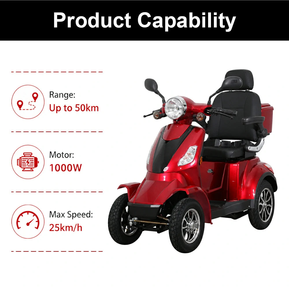 Jemeela B03N Electric Mobility Scooter with Crutch Hooks, 1000W, 25km/h