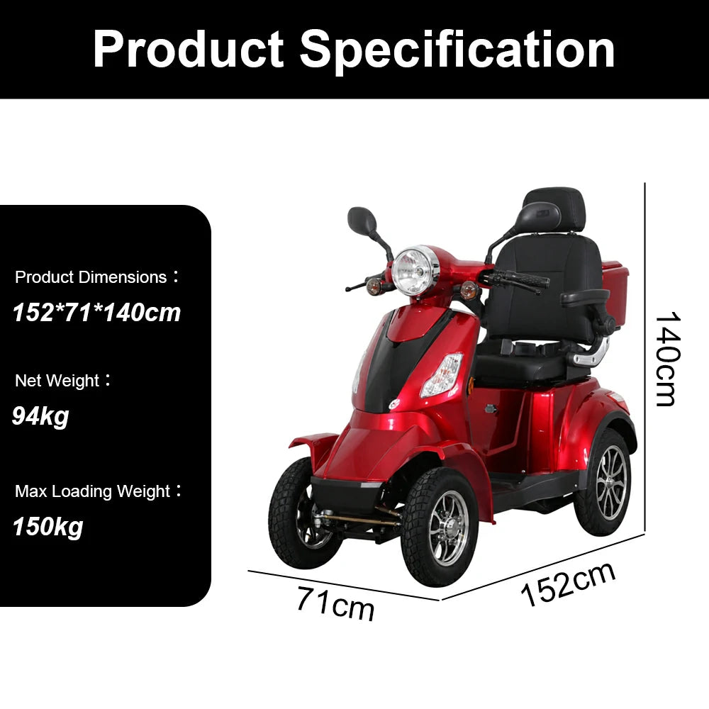 Jemeela B03N Electric Mobility Scooter with Crutch Hooks, 1000W, 25km/h