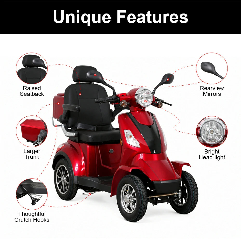 Jemeela B03N Electric Mobility Scooter with Crutch Hooks, 1000W, 25km/h
