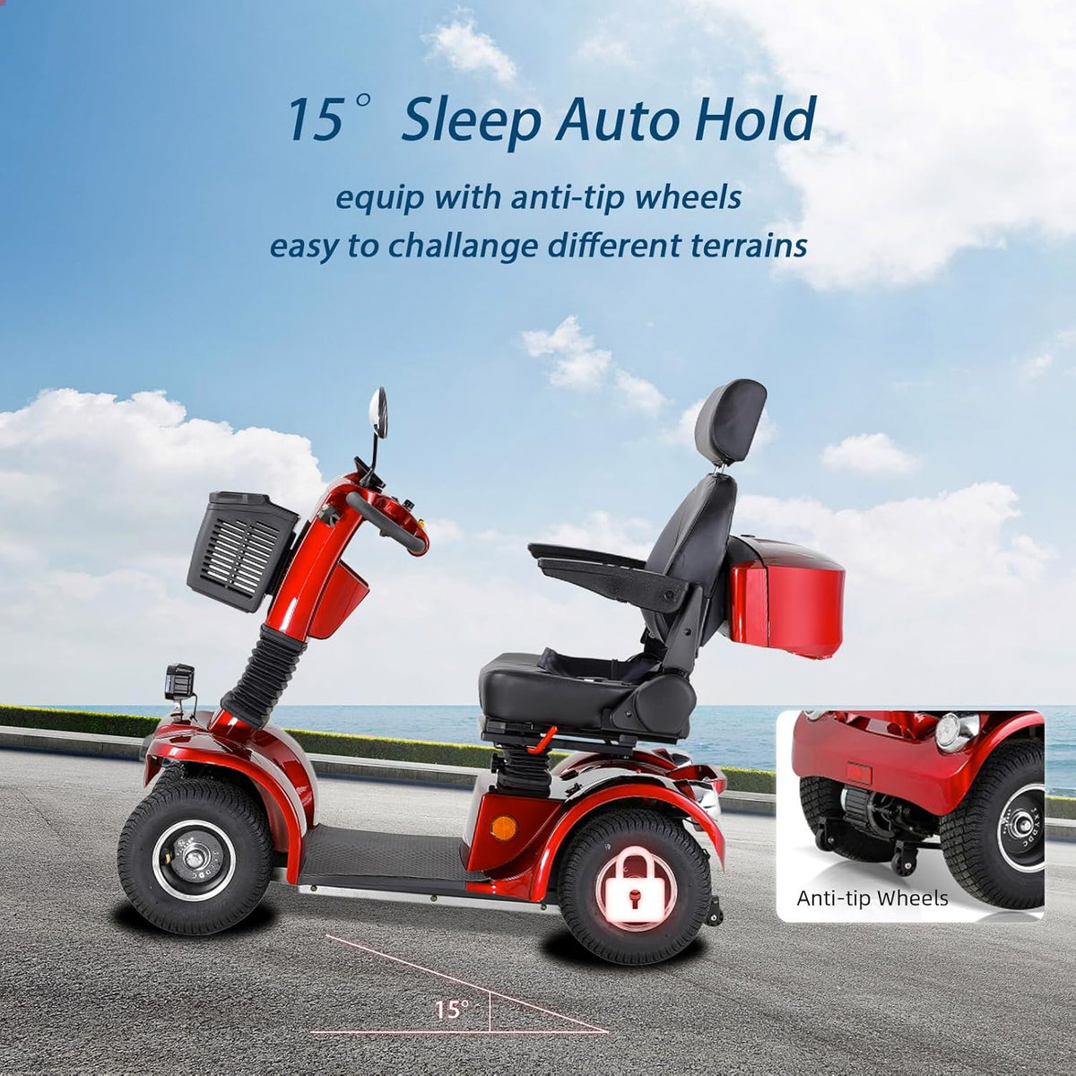 Jemeela Deluxe Mobility Scooter for Senior, 500W 48V Comfort Cruiser