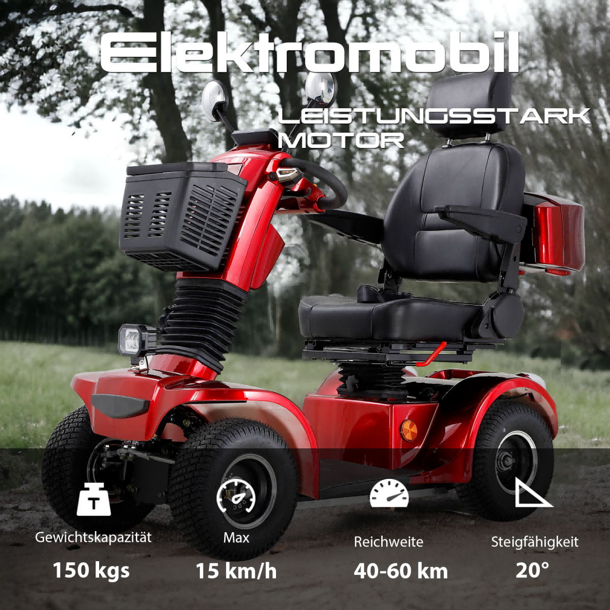 Jemeela Deluxe Mobility Scooter for Senior, 500W 48V Comfort Cruiser