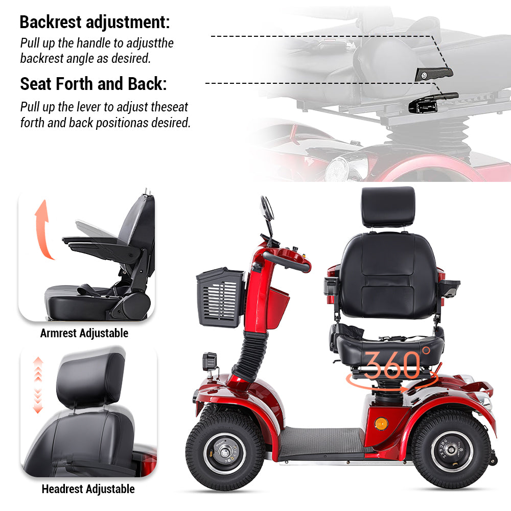 Jemeela Deluxe Mobility Scooter for Senior, 500W 48V Comfort Cruiser