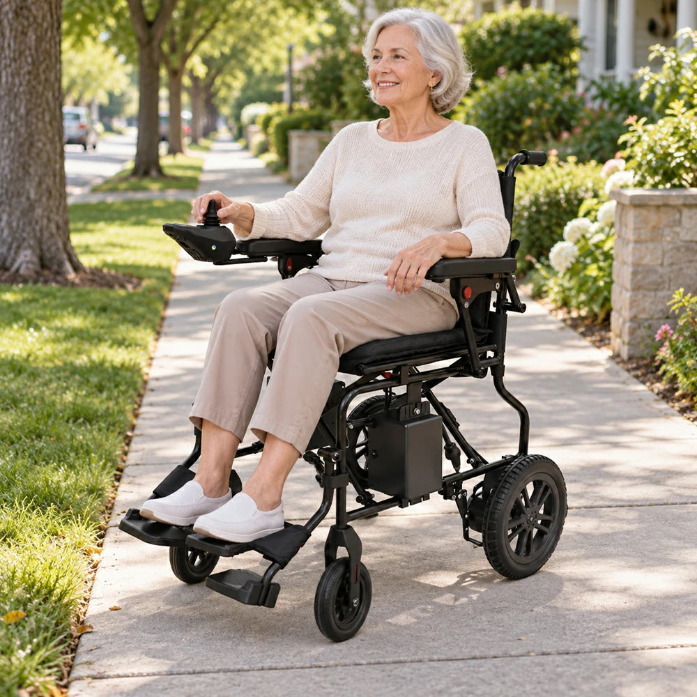 Jemeela WD601 Foldable Electric Wheelchair for Senior, 6km/h, 24V12Ah