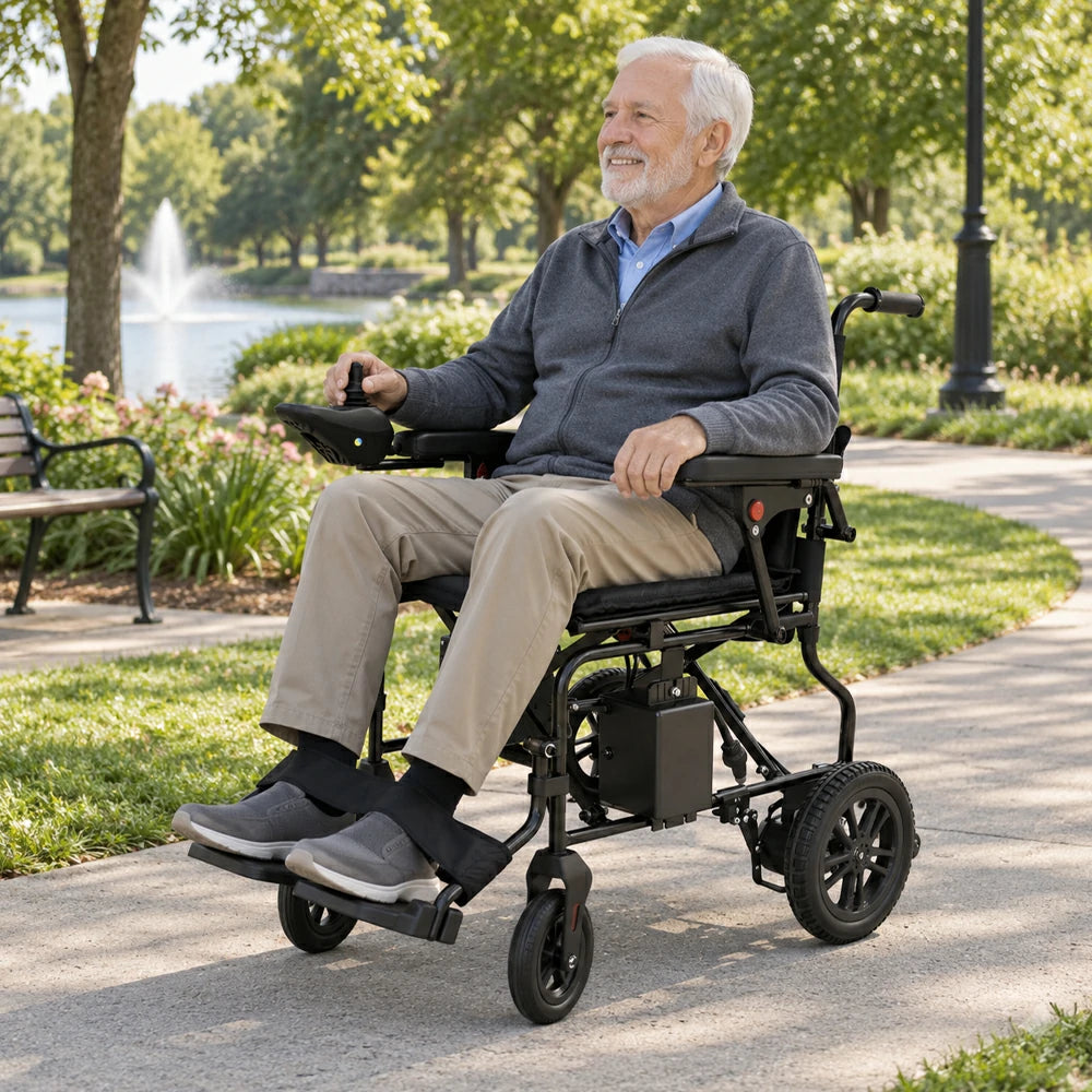 Jemeela WD601 Foldable Electric Wheelchair for Senior, 6km/h, 24V12Ah