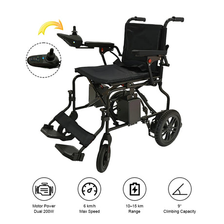 Jemeela WD601 Foldable Electric Wheelchair for Senior, 6km/h, 24V12Ah