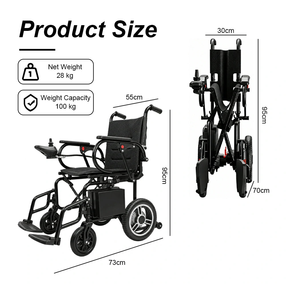 Jemeela 6013A Foldable and Portable Electric Wheelchair, 1–6 km/h