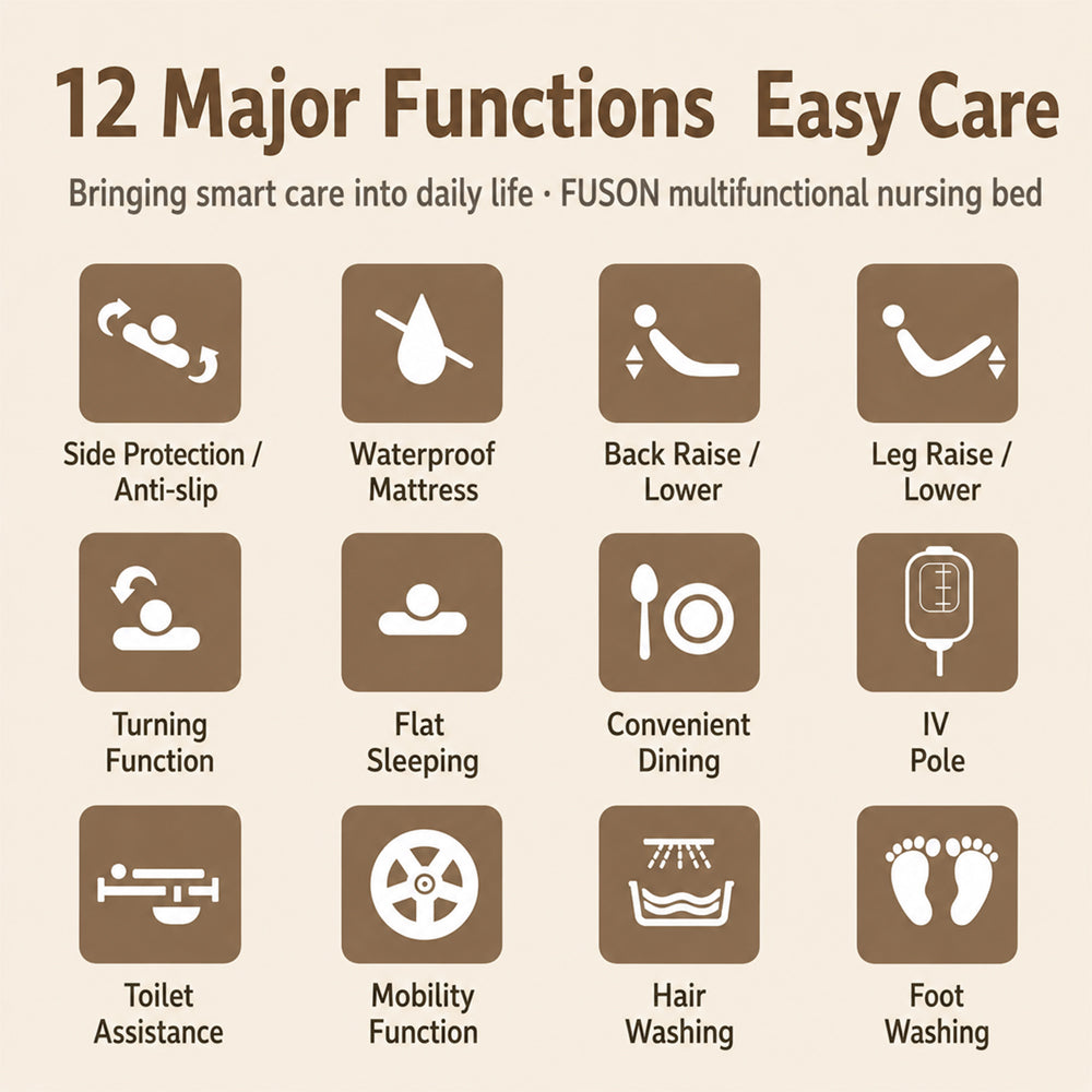 Jemeela Adjustable Electric Bed for Senior with Nursing Mattress