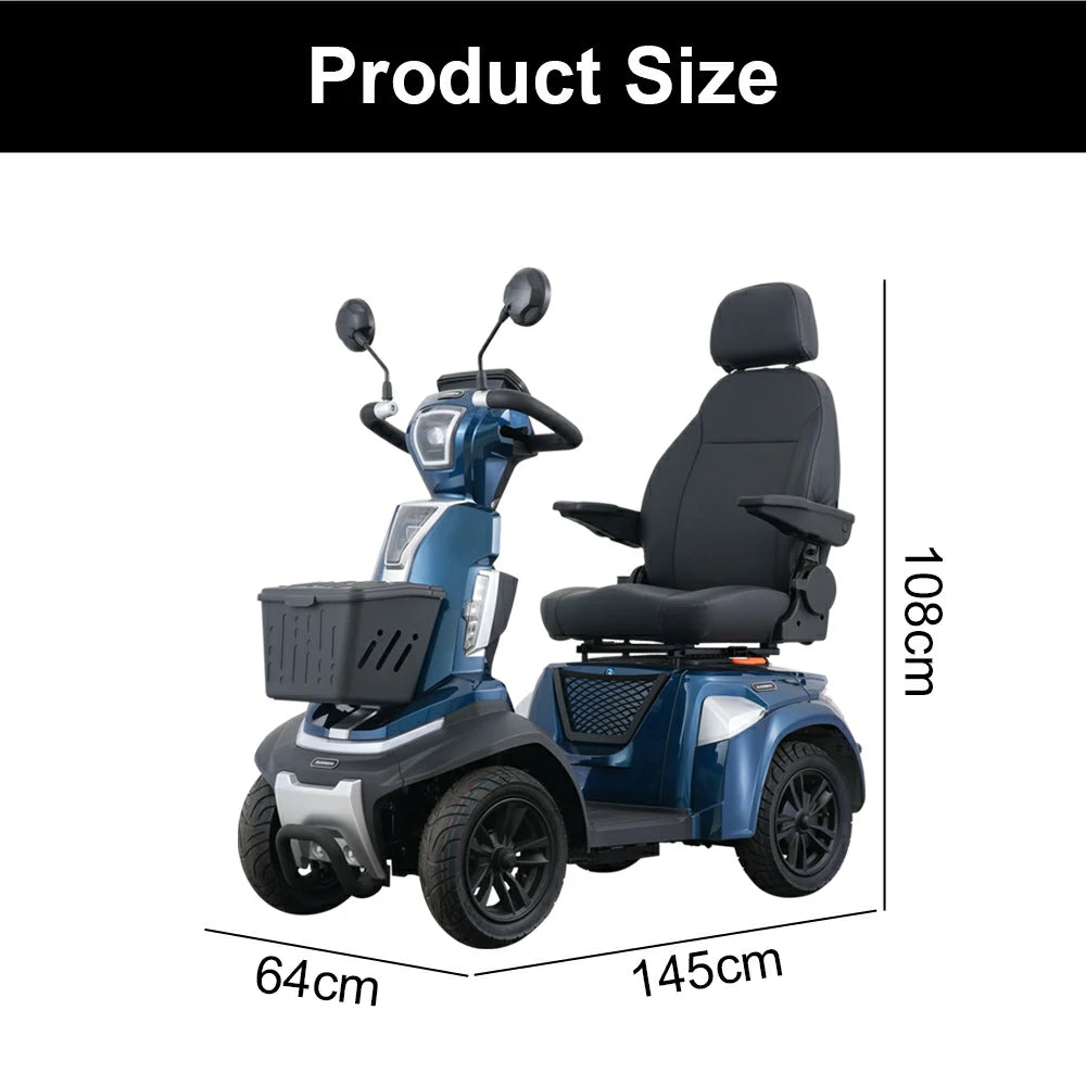 Jemeela SPT3 4-Wheel Electric Mobility Scooter, 500W 48V 12Ah