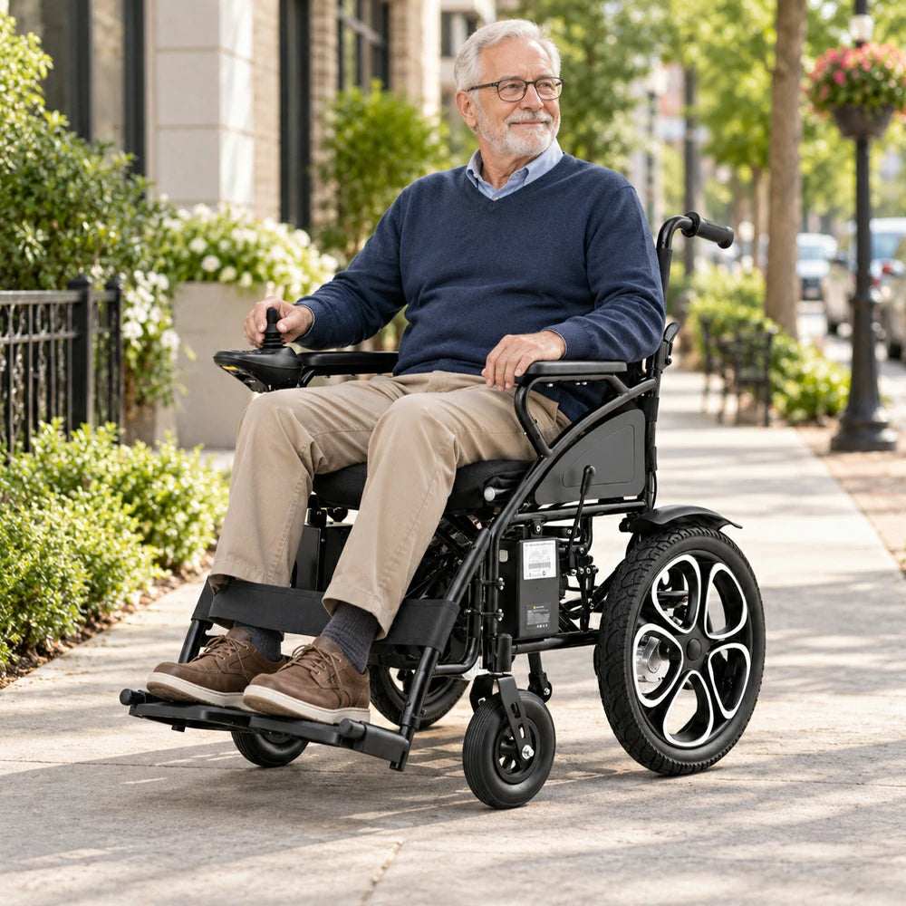 Jemeela 9000 Foldable Electric Wheelchair, Aluminum Alloy, 1-6km/h