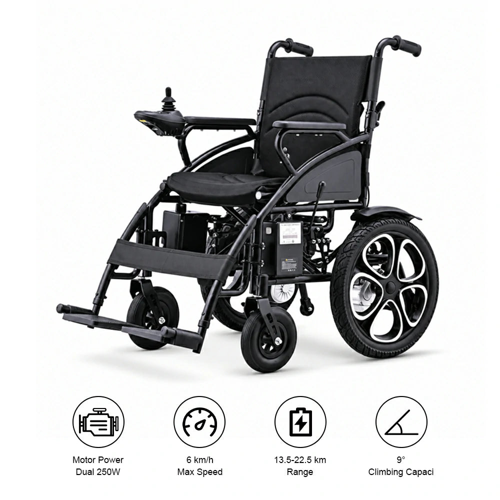 Jemeela 9000 Foldable Electric Wheelchair, Aluminum Alloy, 1-6km/h